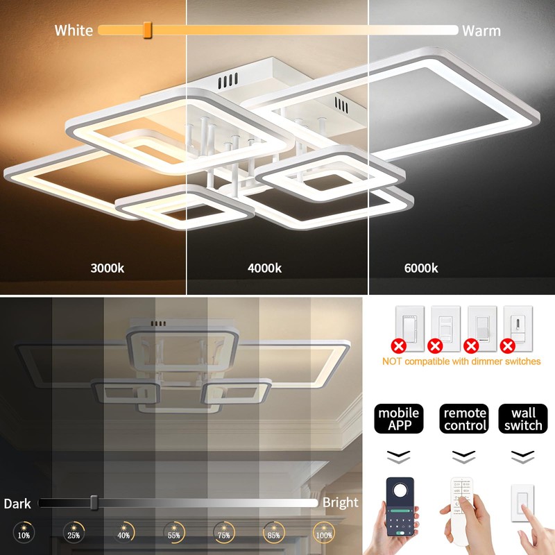 Shine LUEST LED Ceiling Lights for Bedroom Dimmable Modern 6