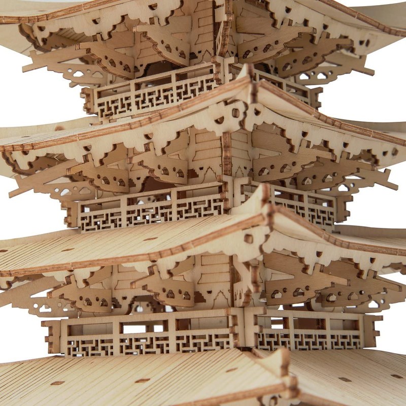 Tsukurun Desu® Robotime TGN02 Gojuno Tower 3D Wooden Puzzle (Japanese