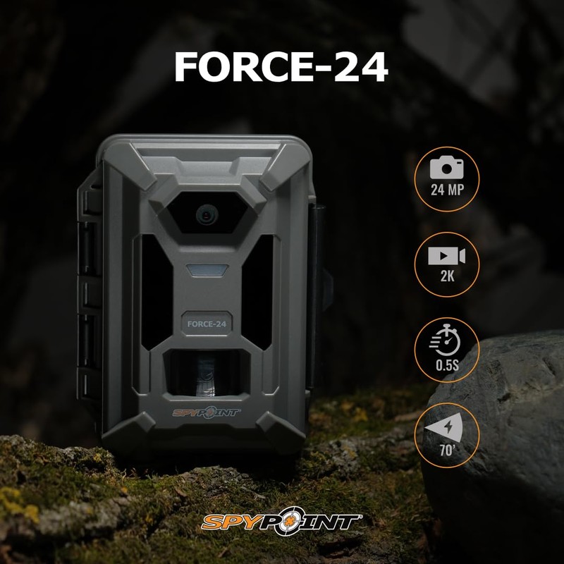 Spypoint FORCE-24 Non-Cellular Trail Camera, 2K Video, 24MP Photos, Low-Glow