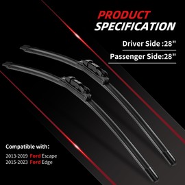 OTUAYAUTO Premium Windshield Wiper Blades - Replacement for Ford Escape 2013-2019, Edge 2015-2023 - Precision Fit, All-Weather Performance, Pinch Tab Front Window Wiper Blades - 28"+28" (Pack of 2)