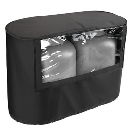 BougeRV Propane Tank Cover, Visible Valve, Fit Dual 20lb Tanks, Waterproof 600D Oxford Replacement Covers for Trailer/Camper, RV Parts Accessories (Black)