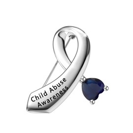 CENWA Child Abuse Awareness Blue Ribbon Brooch Pin Child Abuse Prevention Awareness gift Ribbon Jewelry (Child Abuse BP)