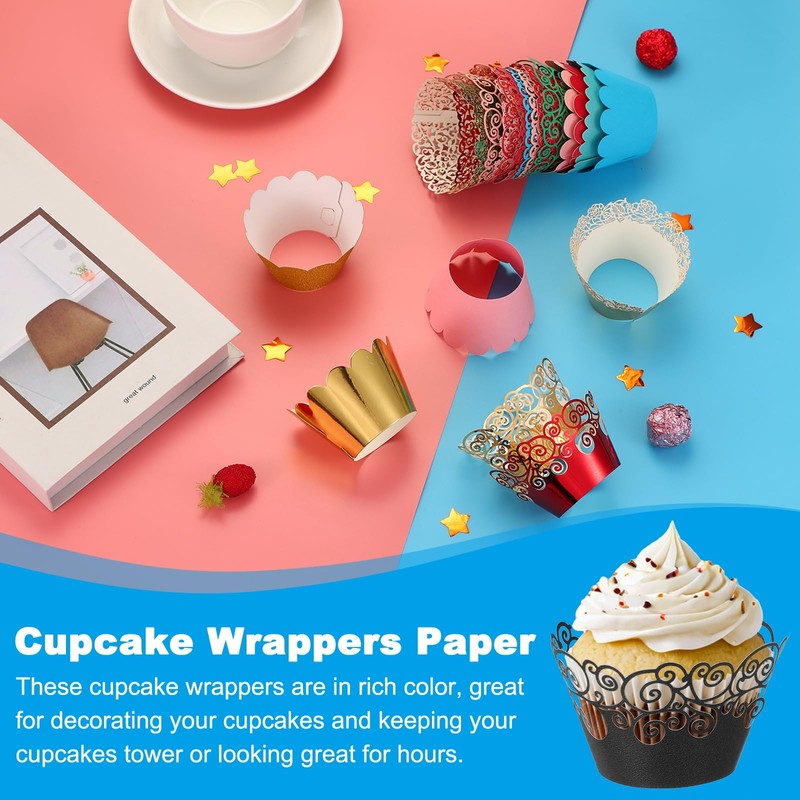 PATIKIL Cupcake Wrappers Paper, 50 Pack Baking Cups Standard Cloud
