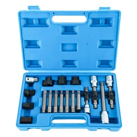 FreeTec Professional Universal Alternator Tool Alternator Bit Set 18 Pieces for Holding and Mounting the Freewheel Pulley