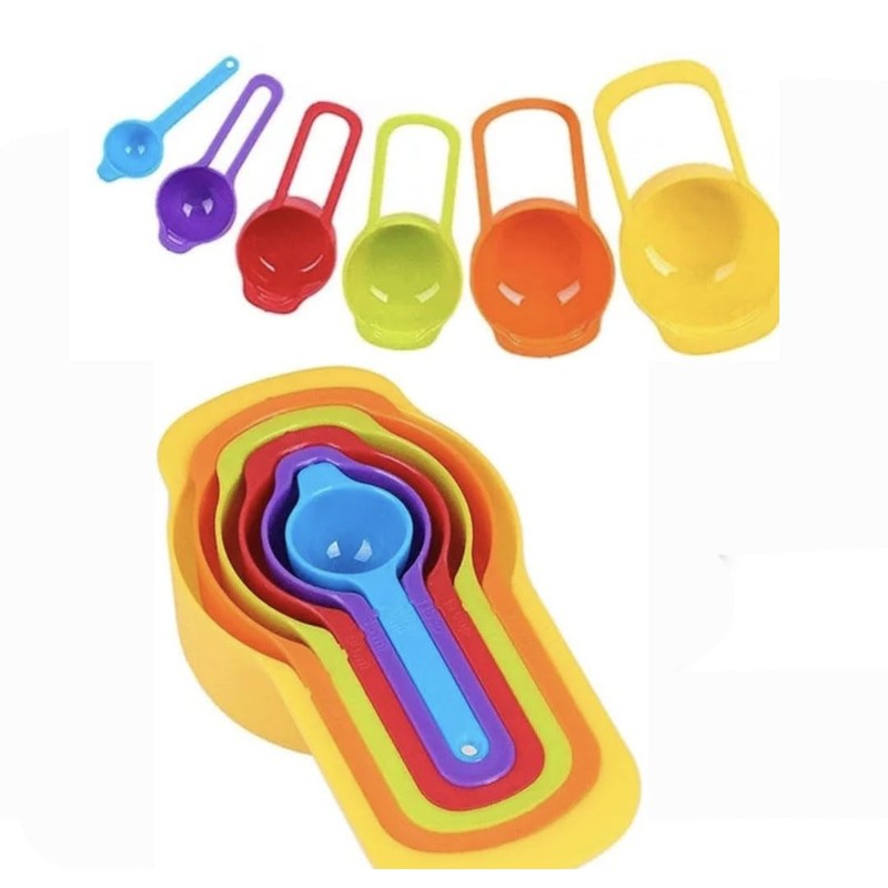 Juego de 6 Cucharas Medidoras para Cocina, Repostería, Medidas Grabadas