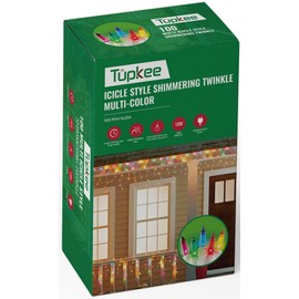 Tupkee Christmas Twinkle Icicle Lights - 12 of 100 Bulbs Twinkling - 5.5 Feet Light String - 100 Incandescent Multicolor Bulbs - Indoor Outdoor - Random Shimmering Sparkling Christmas Icicle Lights