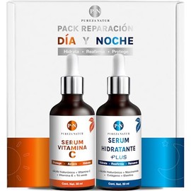 PUREZA NATUR Pack reparación Día y Noche intensiva serum faciales Serum Acido Hialuronico + Colageno + Elastina Niacinamida y Suero Vitamina C + Vit E | Sueros de alta efectividad antiedad para todo tipo de piel 50ml cu