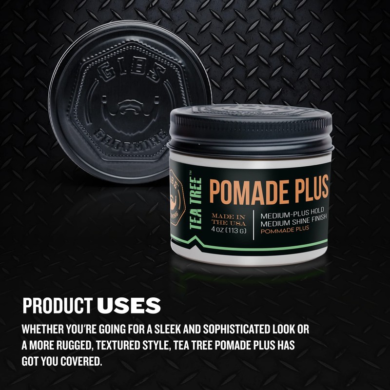 GIBS Tea Tree Pomade Plus, Medium-Plus Hold with Medium to