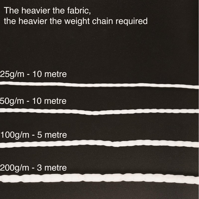 Shelver Curtain Weight, 100 grams per metre x 5 metre,