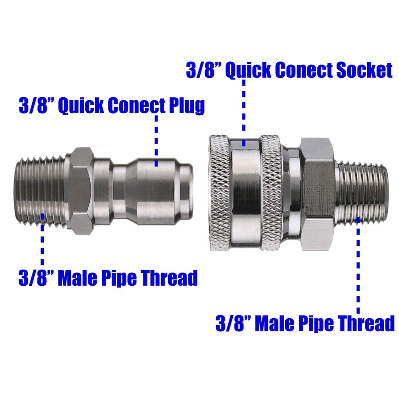 Tool Daily PD-31888 Pressure Washer Adapter Set, Quick Connect Kit,