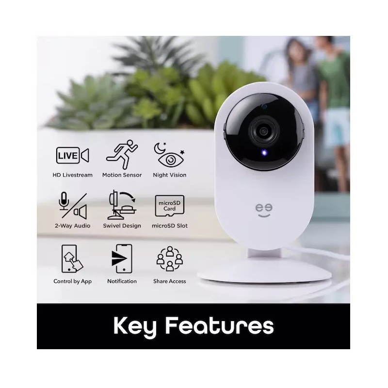Geeni Glimpse Indoor 1-Camera Plug-in Standard Micro Sd Security Camera