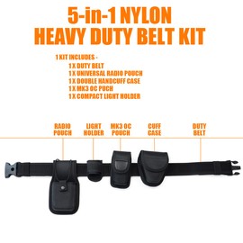 LytHarvest 5-in-1 Tactical Duty Belt Kit with Pouches, Police Duty Web Belt Rig, Law Enforcement Sentinel Duty Gear Kit (Medium)