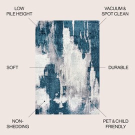 JONATHAN Y SEU302A-8 Zoe Contemporary Bohemian Abstract Marble Navy/White 8 ft. x 10 ft. Area Rug, Pet Friendly, Stain Resistant, Easy to Clean, for Bedroom, Living Room, Kitchen, Office