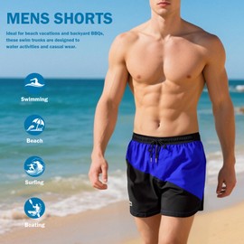 YINYOUYU Men's Swim Trunks Beach Shorts Quick Dry Bathing Suits Swimwear Swimming Board Shorts with Pockets Black XL
