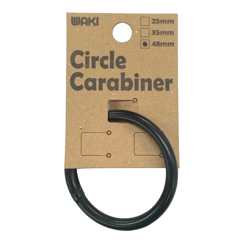 Wake Sangyo WMK-042 Round Carabiner Black Outer Diameter 1.9 inches