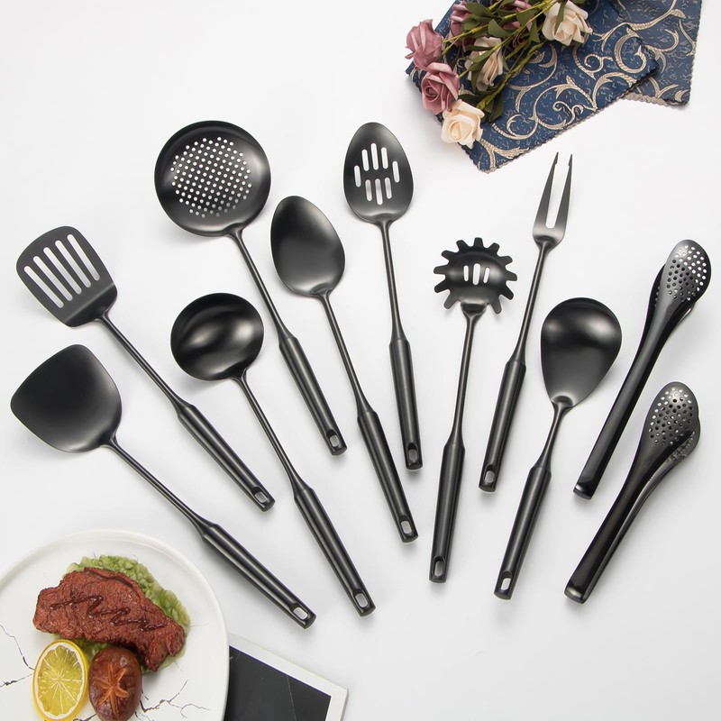 304 Stainlss Steel Matte Kitchen Utensils Set, 11 Pcs Long