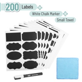 Mr. Pen- Chalkboard Labels, 200pc, Assorted Shapes, 1 White Chalk Marker and Small Towel, Labels, Label Stickers, Labels for Storage Bins, Sticker Labels, Bottle Labels, Food Labels, Jar Labels
