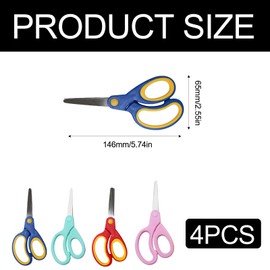 Xinlie Set of 4 Left Handed Scissors Kids Small Scissors Heavy Duty Sharp Stainless Steel Blades with Soft Rubber Handles for Home, School, Office,Clothing and Textiles,Professional Crafting