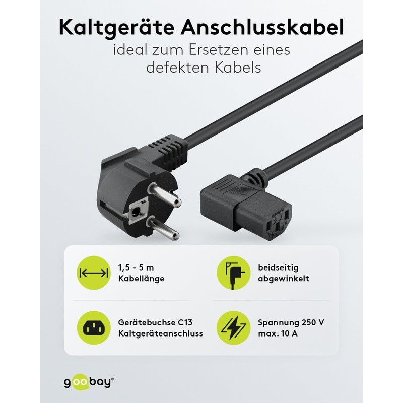 Goobay/Wentronic Power Cable, 5,0m, Black, 1