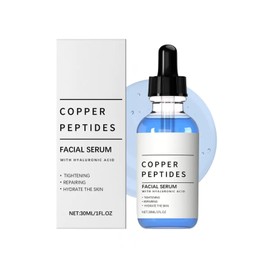 GHK-CU Copper Peptides Serum for Face, Anti Aging Serum with Hyaluronic Acid to Reduce Fine Lines & Improve Skin Elasticity, Firming Facial Serum, 30ml