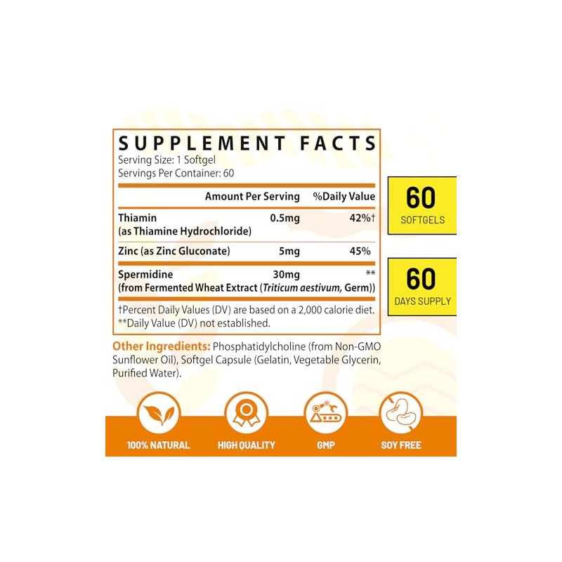 Suplemento Espermidina Liposomal Alta Absorción Más Potente Que 3hcl
