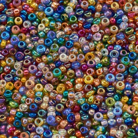 Craftdady 12/0 Transparent Glass Seed Beads About 3300Pcs 2mm Lustered Small Round Pony Loose Spacer Beads Random Mixed Colors for Jewelry Making Hole: 0.9mm