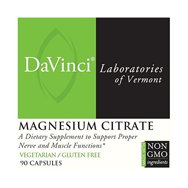 DaVinci Labs Magnesium Citrate - Dietary Supplement to Support Muscle Health, Healthy Nerves and Mineral Absorption* - With 140 mg Magnesium per Serving - Gluten-Free - 90 Vegetable Capsules