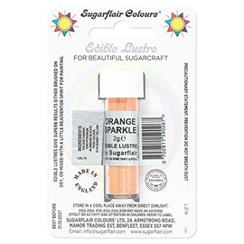 Sugarflair Orange Sparkle Edible Lustre Dust, Add a Lustrous Shine to Cakes or Decorations. Brush On or Add Rejuvenator to Create Eye-Catching Edible Paint, Gives Shine to Your Bakes - 2g
