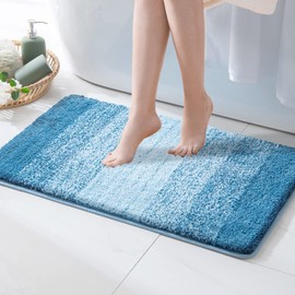 MIULEE Bath Mat Non Slip Thick Bathroom Mats Water Absorbent Bath Rug Soft Shower Mat Machine Washable Extra Large Floor Mat Small Rug Door Mat Inside Kitchen Rugs 20x32 Inch 50x80cm Blue