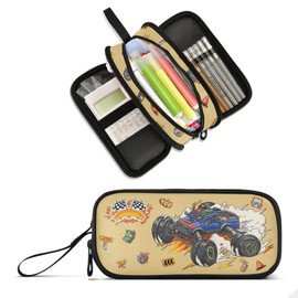 XUWU Truck Large Capacity Pencil Case Pencil Pouch Office School Large Storage Pen Bag 3 Compartment pencil box for Adults School Teen Girl Boy Men Women