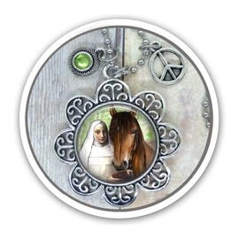 Horse Lover, Saint Ann Patron Saint of Equestrians, Love and Protection. Lovely Setting Comes in a Necklace, Saddle/Backpack Clip, Keychain, Purse Clip.