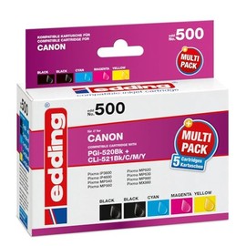 Edding 18-500 Printer Cartridge Suitable for Canon PGi-520Bk+CLi-521cmyk Cyan, Magenta, Yellow, Black