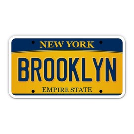 Squiddy Brooklyn New York State License Plate Style - Vinyl Sticker Decal for Phone, Laptop, Water Bottle (3.5" Wide)