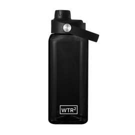 WTR² 32oz Water Bottle, Transparent Black/Clear, BPA/BPS Free, Lightweight 7.1oz, Square Design (Transparent Black)