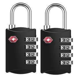 ZHEGE TSA Locks, Suitcase Locks, 4-Digit Locks, Combination Code for Suitcase, Bag, Backpacks, Luggage Lock, Small Padlocks, Combination Locks Locker (Black, 2 Pieces)