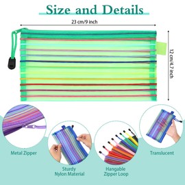 Glenmal 32 Pack Zipper Mesh Pouch Pencil Pouches Cases Multipurpose Storage Bag Travel Bags for Office Classroom Supplies Toiletries Cosmetic Puzzles Storage