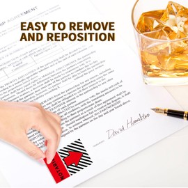 1600 Pieces Sign Date Tabs Sign Date Stickers with Dispenser Arrow Flag Sign Date Flags Easy to Post for Notebook Annotating Notary Books Students Office School