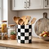 SWIND Checkered Ceramic Kitchen Utensil Holder Cooking Utensil Crock