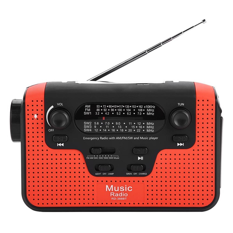 FM/AM/SW Solar Hand Crank Radio Memory Card Music for Bluetooth
