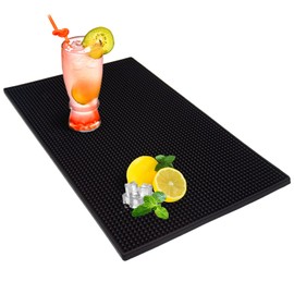 Excovip Durable&Stylish Bar Mat,1 pcs 18"x12" Service Mat for Coffee, Bars, Restaurants and Counter Top -Black Drink Coasters -Waterproof, Non Slip, Non-Toxic PVC Service Spill Mat