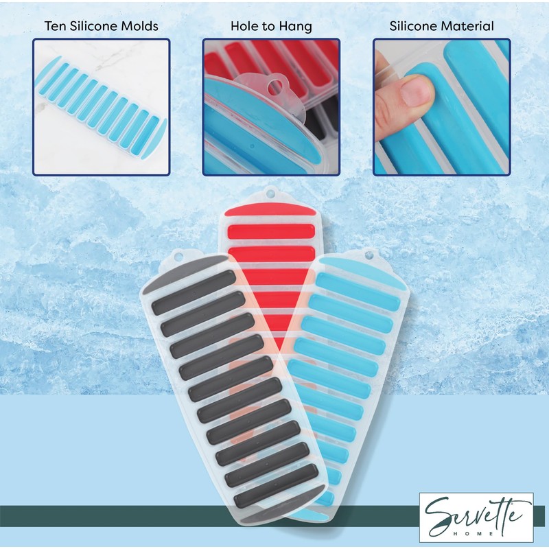 Silicone Ice Stick Tray for Water Bottles, 10 Slots, 3.5