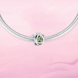 VALGACLS August Birthstone Charms 925 Sterling Silver Love Heart Charms for Bracelet Necklace, Happy Birthday Charm Eternity Circle Charm for Women