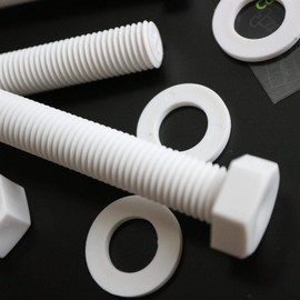 5 x White Hexagon Head Screws Polypropylene (PP) Plastic Nuts and Bolts, Hex Head, Washers, M16 x 150mm, Fastener, Anti-Corrosion, Chemical Resistant, (5/8 x 5 29/32 in)