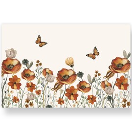 JarThenaAMCS 50Pcs Fall Paper Place Mats Watercolor Autumn Floral Disposable Placemats Thanksgiving Harvest Decorative Paper Table Mats for Home Kitchen Dinner Table Setting, 11 x 17 inch