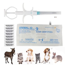 VENREA Universal Pet Microchip 134.2khz Registration Animal Implant Chip FDX-B Pet ID Microchip for The Management and Tracking of Dog Cat Cow Pig Rabbit Pigeon Fish (20 Packs, 1.25x7mm)