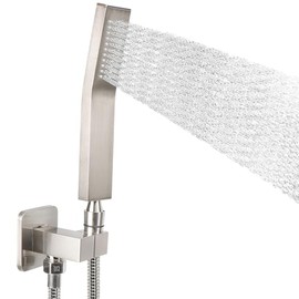 NearMoon Hand Held Shower Head, Luxury High Pressure Shower Kit with Wall Connector and Hose Set, for Bathroom Showering System Contemporary Square Style (Brushed Nickel)