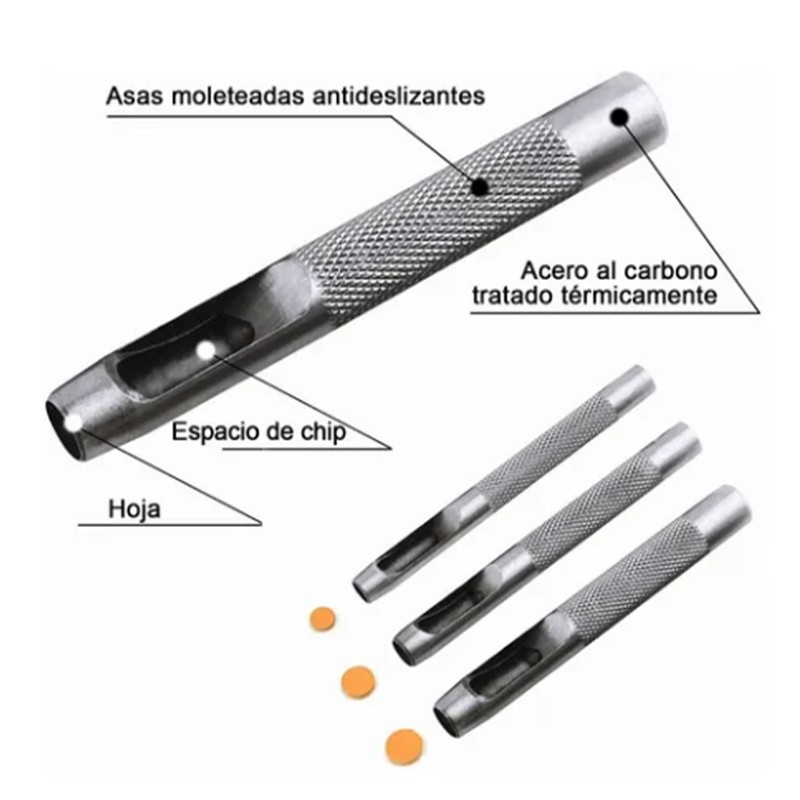 10PCS Belt Punch Set Carbon Steel High Hardness Round Hollow