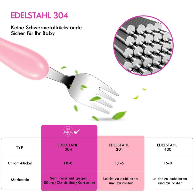 Lehoo Castle Children's Cutlery, 6-Piece Children's Cutlery from 1 Year,