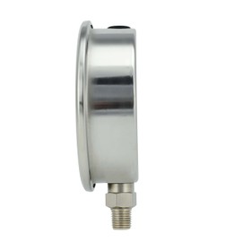 CARBO Instruments 4" Pressure Gauge, Stainless Steel Case, Chrome Plated Brass Connection, Liquid Filled, 0-15 psi/kPa, Lower Mount 1/4" NPT