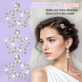 20 PCS Crown Charms, Rhinestone Crown Stickers Metal Mini Bling Tiny Charms for Crafts Jewelry Making Key Chain Glitter Clothes Pins for DIY Crafts Earrings Necklace Decoration (Silver)